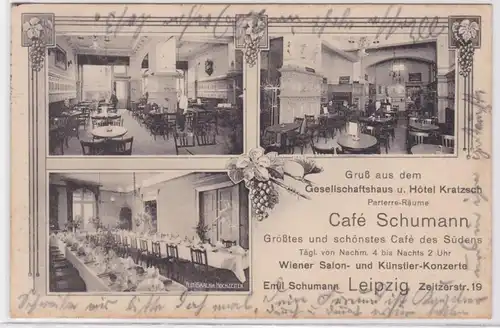 85604 Mehrbild Ak Leipzig Café Schumann Zeitzerstrasse 19