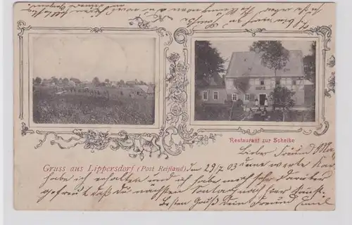 86298 Mehrbild Ak Gruß aus Lippersdorf Restaurant zur Scheibe 1903