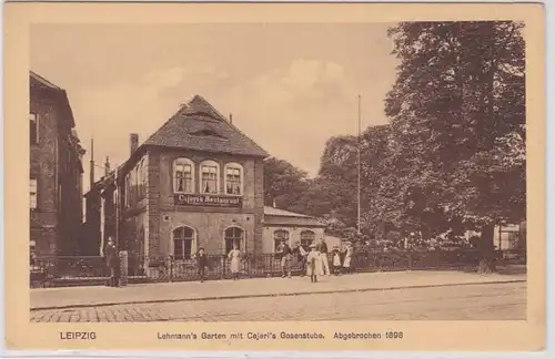 86624 Ak Leipzig Lehmann's Garten mit Cajerl's Gosenstube, abgebrochen 1898