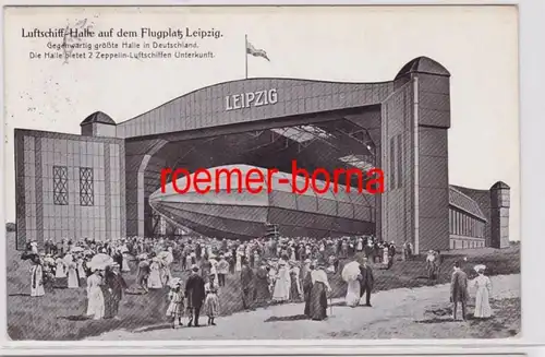 86749 Ak Luftschiff-Halle auf dem Flugplatz Leipzig 1913