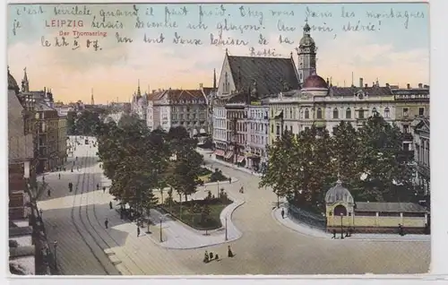 86874 AK Leipzig Der Thomasring mit Thomaskirche 1907