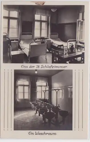 87872 Foto Ak Arbeiter-Turn- u. Sportschule Leipzig Schlafraum Waschraum um 1930