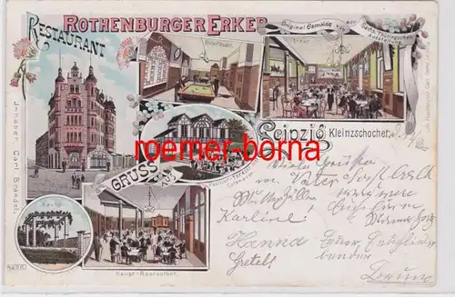 88112 Ak Lithographie Gruß aus Leipzig Restaurant Rothenburger Erker 1899