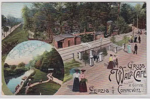 88228 Ak Gruss aus dem Wald-Café Leipzig Connewitz von A. Götze 1907