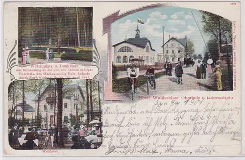88230 Mehrbild Ak Hotel Waldschloss Oberholz bei Liebertwolkwitz 1901
