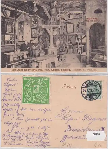 88494 Ak Leipzig Petersstr. 38 Restaurant Nachtasyl Gorki-Zimmer 1912