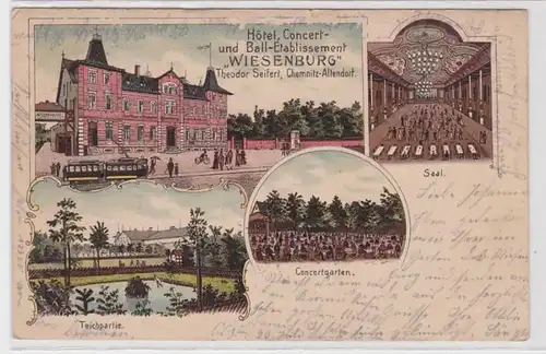 88719 Ak Lithographie Chemnitz Altendorf Hotel 'Wiesenburg' 1906