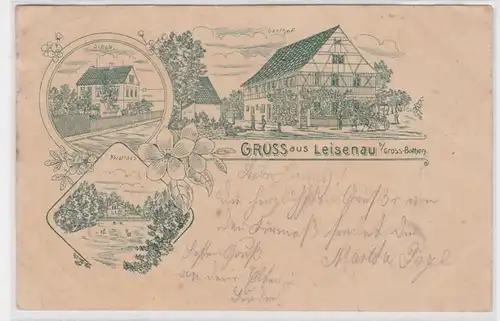 88895 Mehrbild Ak Gruss aus Leisenau bei Gross-Bothen Schule, Gasthof 1902