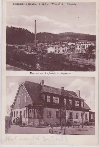 89483 Mehrbild Ak Wernsdorf Totalansicht & Kantine der Papierfabrik 1931