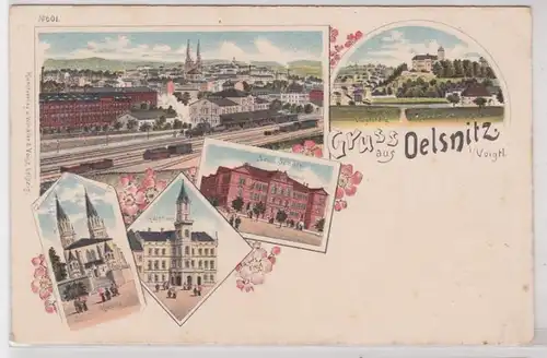 90839 Ak Lithographie Salutation d'Oelsnitz dans le Vogtland vers 1900