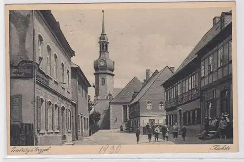 91546 AK Zwönitz im Erzgebirge - Kirchstraße, Straßenansicht zur Kirche 1930