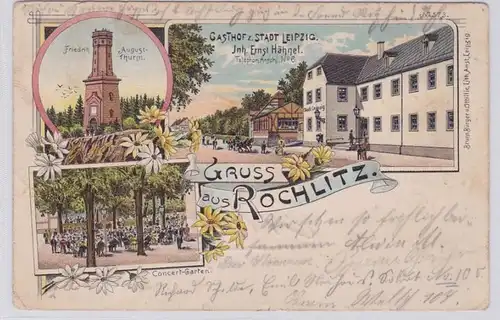 91890 Ak Lithographie Gruß aus Rochlitz Gasthof zur Stadt Leipzig 1904