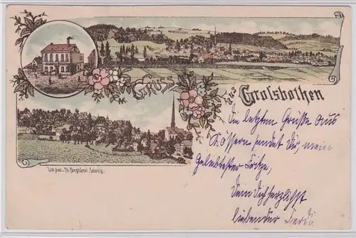 91917 Ak Lithographie Gruß aus Großbothen Gasthof zur Tonhalle 1898