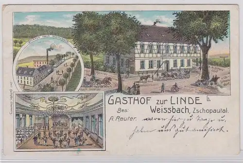 92013 Ak Lithographie Weissbach Zschopautal Gasthof zur Linde 1908