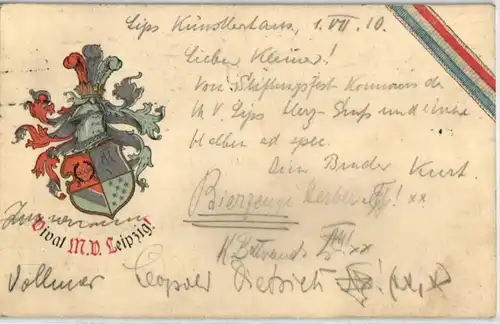 92141 Studentika Ak Leipzig Vivat M.V. 1910