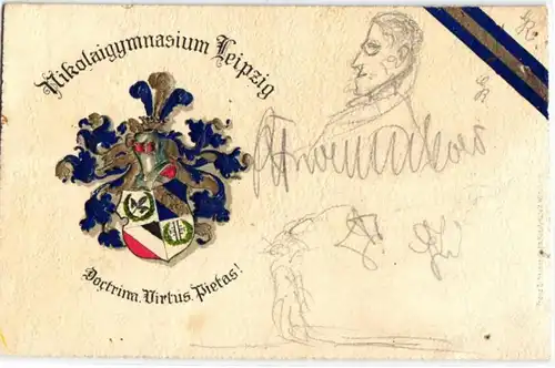 92144 Studentika Präge Ak Nikolaigymnasium Leipzig 1914