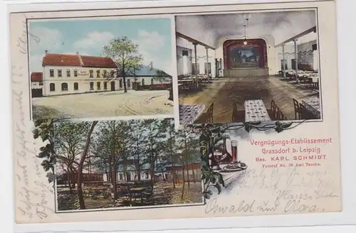 93134 Multi-image Ak Grassdorf près de Leipzig Amusants Etablissement 1911