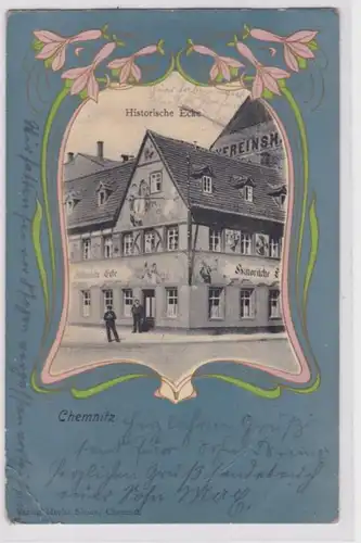 93872 Art Nouveau Ak Chemnitz coin historique 1903