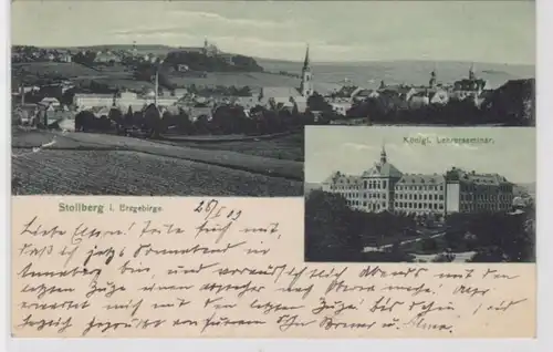 93989 AK Stollberg im Erzgebirge - Königliches Lehrerseminar 1908