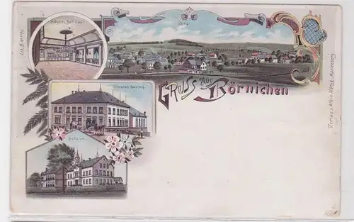 94198 Ak Lithographie Salutation de Börnichen Gasthof, école, etc. 1901