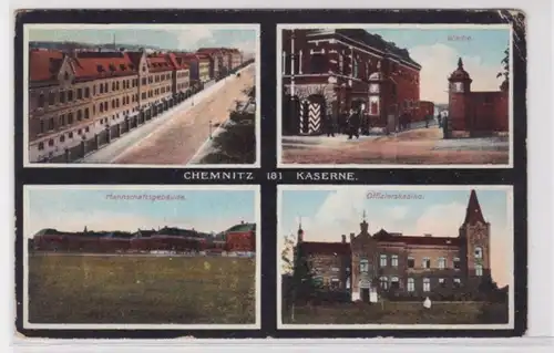 94260 AK Chemnitz 181 Kaserne - Wache, Mannschaftsgebäude, Offizierskasino 1915