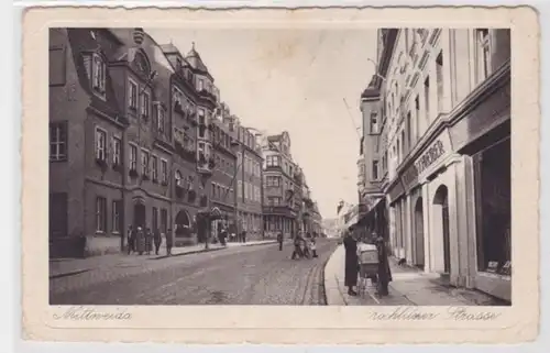 94735 AK Mittweida - Rochlitzer Strasse, Straßenansicht mit Geschäften 1927