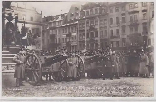 95382 Ak Leipzig erbeutete englische Geschütze am Siegesdenkmal 1915