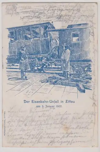 98034 Ak Der Eisenbahn-Unfall in Zittau am 05.01.1902