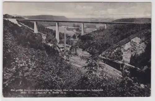 98072 Ak Reichsautobahnbrücke in Sachsen über das Muldental bei Siebenlehn