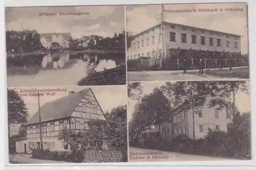98285 Mehrbild Ak Rittergut Niederlangenau, Holzwarenfabrik usw. 1917