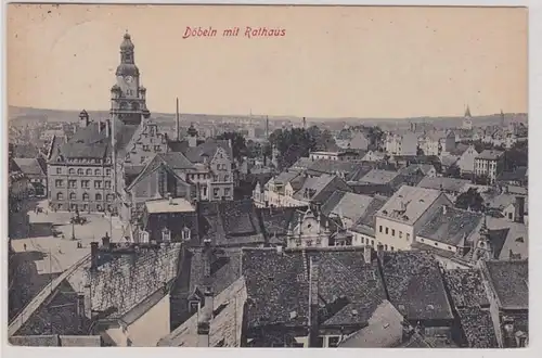 98385 Ak Döbeln mit Rathaus Totalansicht 1927