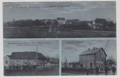 98550 Mehrbild Ak Gruß aus Klein Storkwitz Gasthof, Bahnhof usw. um 1915
