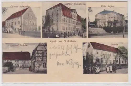 98678 Mehrbild Ak Gruß aus Dreidörfer bei Oschatz Gasthof usw. um 1910