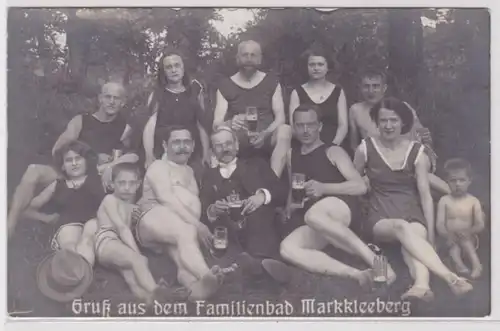 98719 Foto Ak Gruß aus dem Familienbad Markkleeberg um 1920