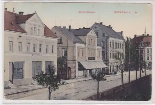 98944 Ak Ebersbach in Sachsen Bahnhofstrasse um 1920