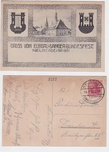 99825 Ak Gruß vom Elbgau Sänger Bundesfest Neustadt in Sa. 1921