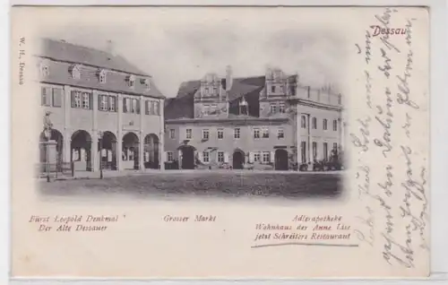 58698 AK Dessau - Fürst Leopold Denkmal, Markt, Adlerapotheke & Wohnhaus