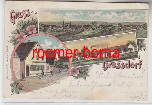 82526 Ak Lithographie Gruß aus Drossdorf Restauration, Rittergut usw. 1903