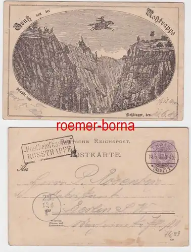 82543 Vorläufer Ganzsachen Postkarte Gruß von der Roßtrappe 1889