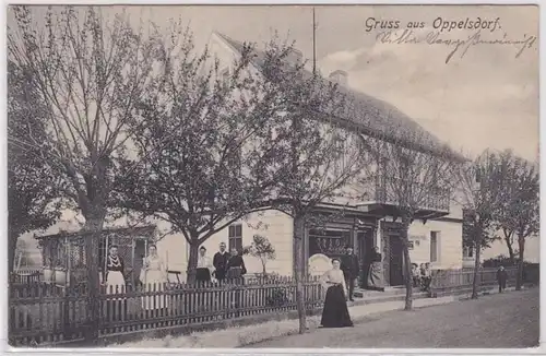 93287 Ak Gruß aus Oppelsdorf Opolno Restauration 1907