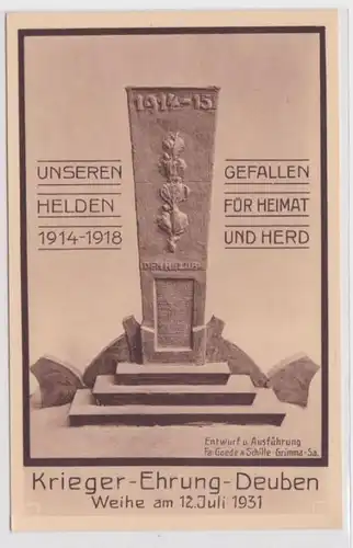 98161 Ak Krieger-Ehrung-Deuben Weihe am 12.07.1931