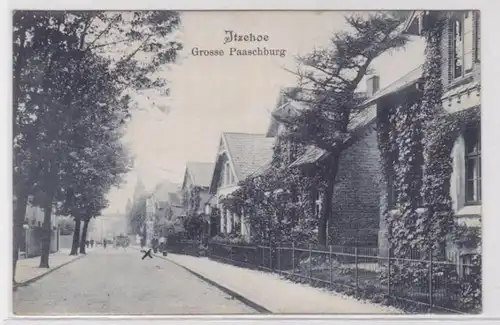 78842 AK Itzehoe - Grosse Paaschburg, Straßenansicht mit Stadtvilla 1907