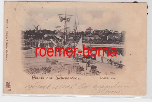 85893 Ak Gruss de Eckernförde Schiffbrücke 1899