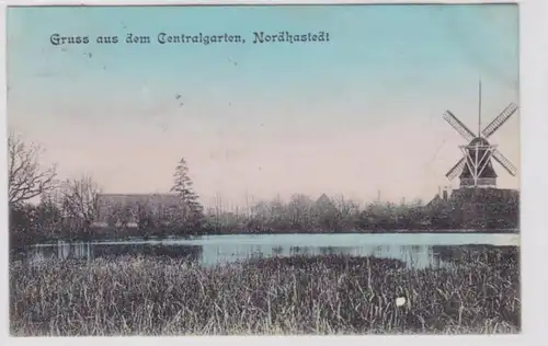 94107 AK Nordhastedt - Gruss aus dem Centralgarten, Teichpartie mit Mühle 1910