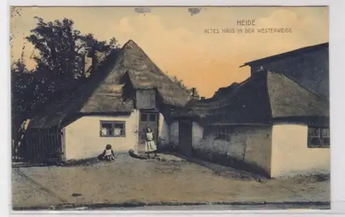 94109 AK Heide - Altes Haus in der Westerweide davor Kinder 1910