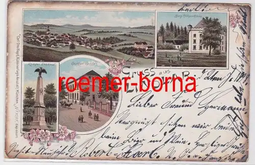 83253 Ak Lithographie Gruß aus Lindlar Gasthof, Kriegerdenkmal usw. 1898