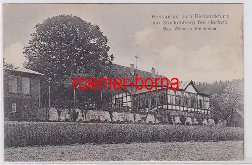 83524 Ak Restaurant zum Bismarckturm am Stuckenberg bei Herford 1925