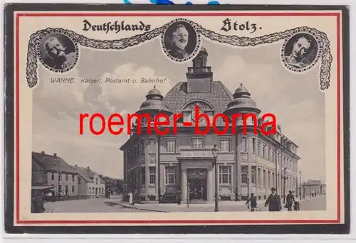 84484 Baignoire patriotique Ak (Herne) Impériale Poste et gare 1916