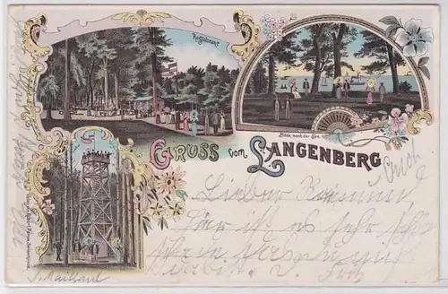 89423 Ak Lithographie Gruß aus Langenberg Restaurant usw. 1899