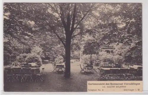 93979 AK Steinhagen in Westphalie - Restaurant Vierschlingen, vue sur le jardin 1910